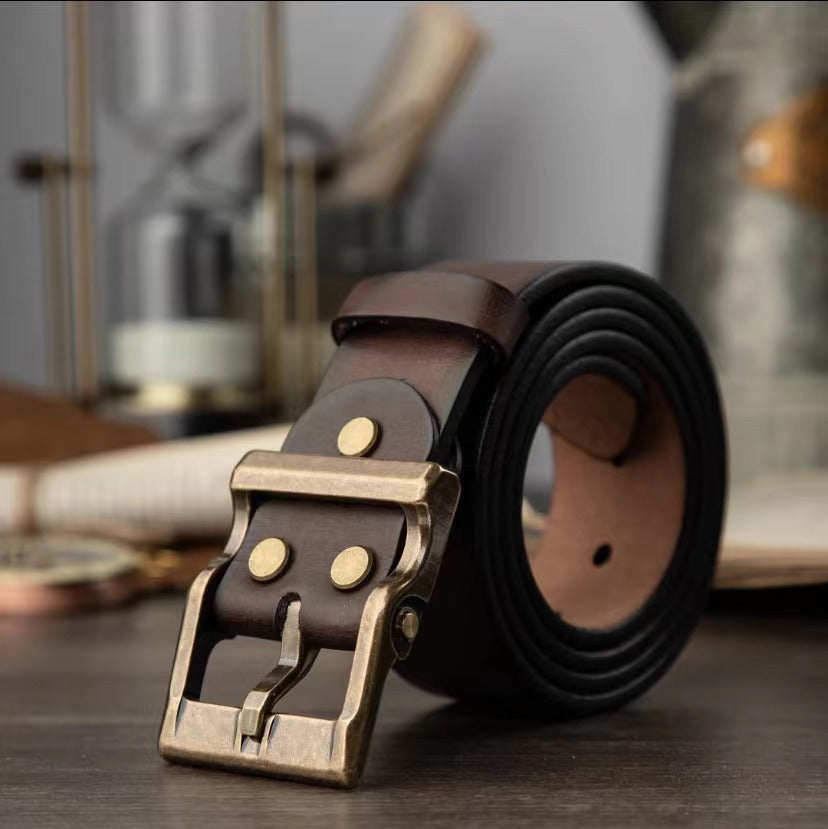 Premium Waxed Genuine Leather Belt | Heritage Brass Buckle>SY