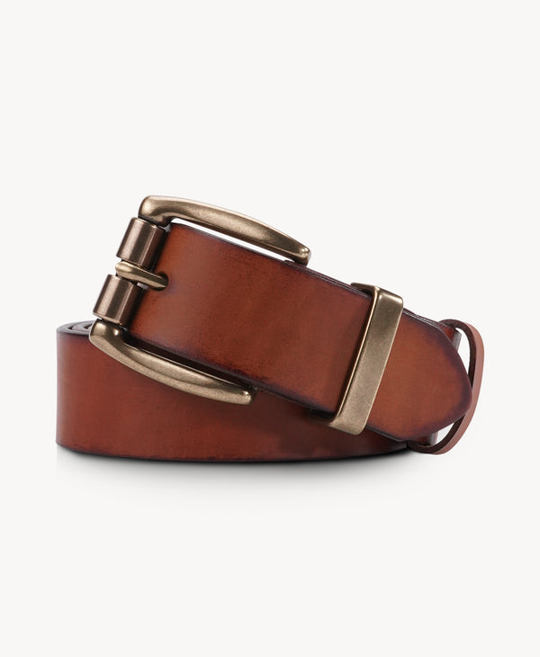 Cintura vintage in vera pelle | Fibbia in ottone massiccio
