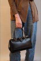 Vintage Frame Lock Leather Doctor Handbag