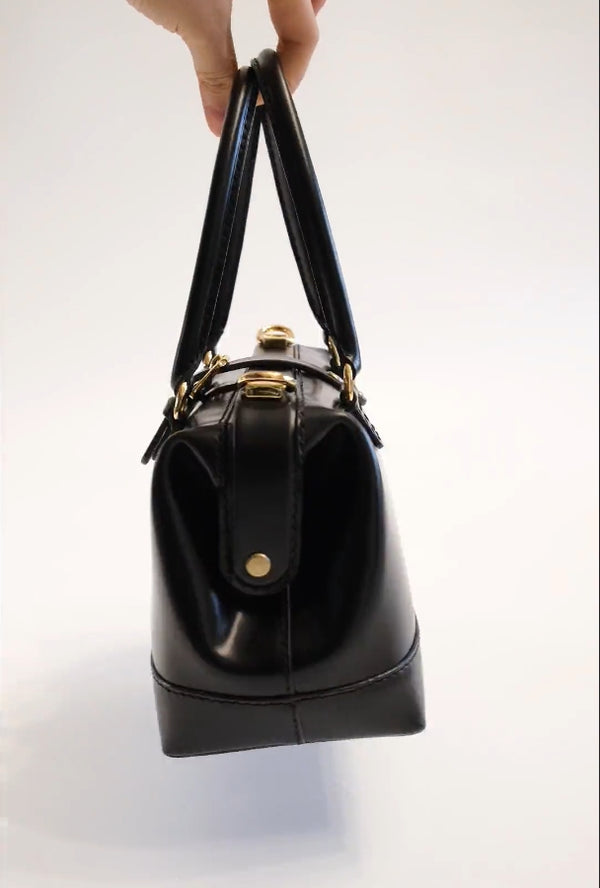 Vintage Frame Lock Leather Doctor Handbag
