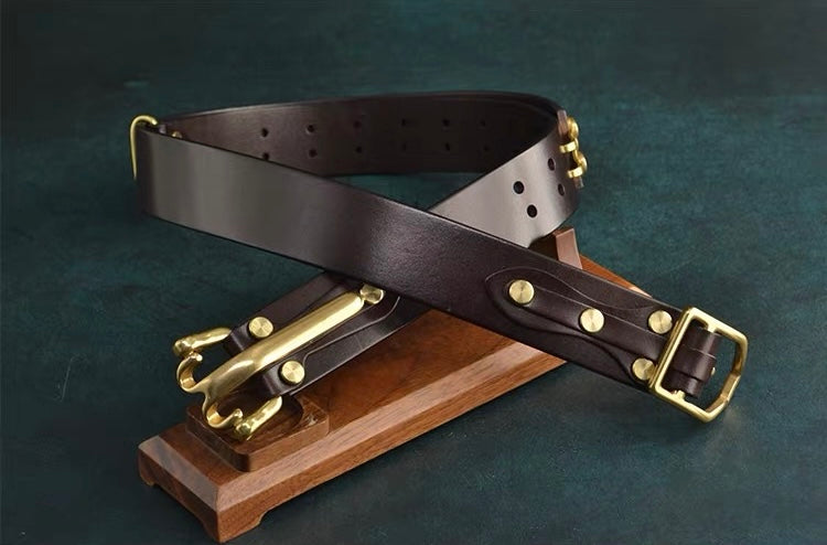 Handmade Littleton Cavalry Mens Leather Belt Man Outfit Belt