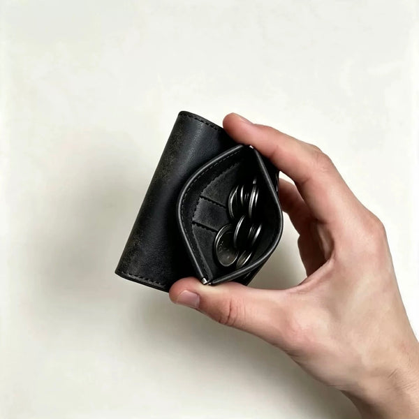 Vintage Genuine Leather Spring‑Open Short Wallet