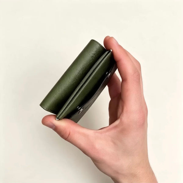 Vintage Genuine Leather Spring‑Open Short Wallet