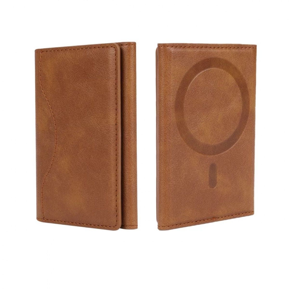 Tri-Fold MagSafe Leather Card Holder, Works as Phone Kickstand