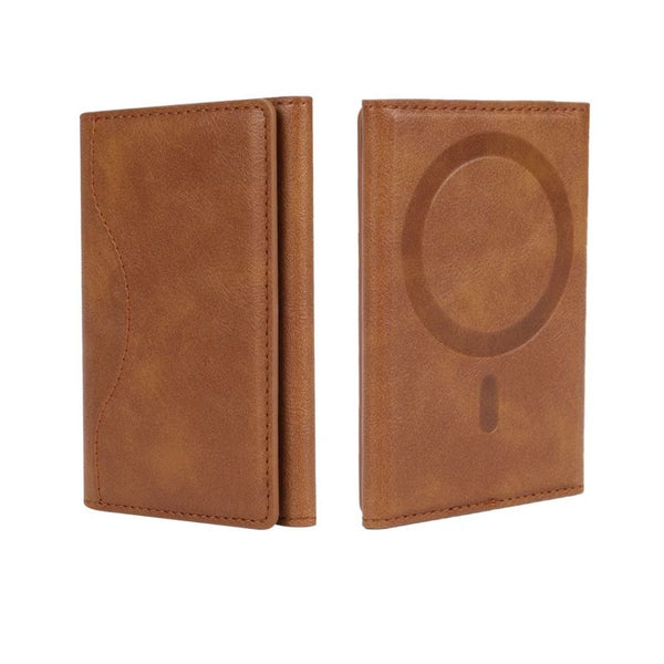 Tri-Fold MagSafe Leather Card Holder, Works as Phone Kickstand