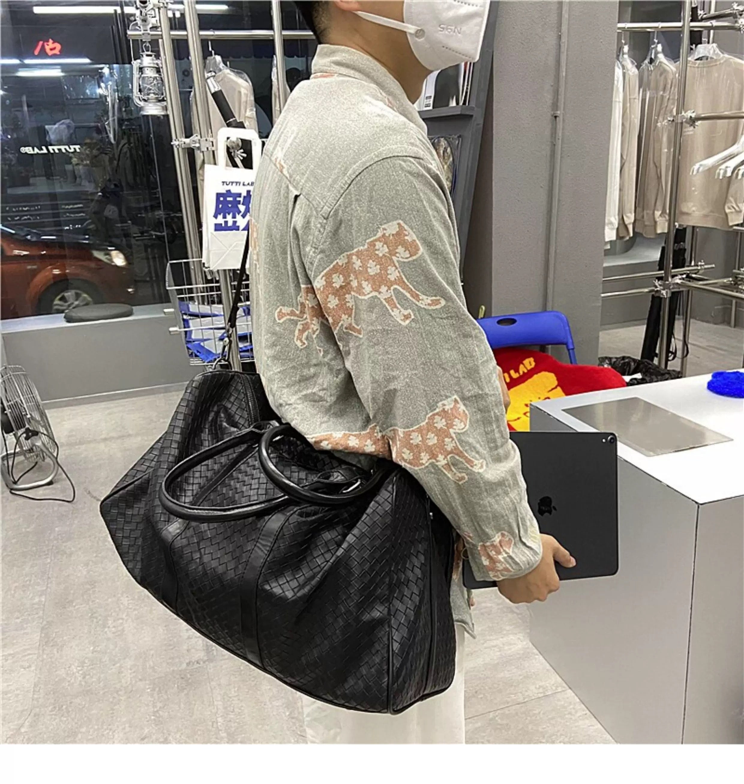 Woven Texture Large Capacity Travel Duffel Bag