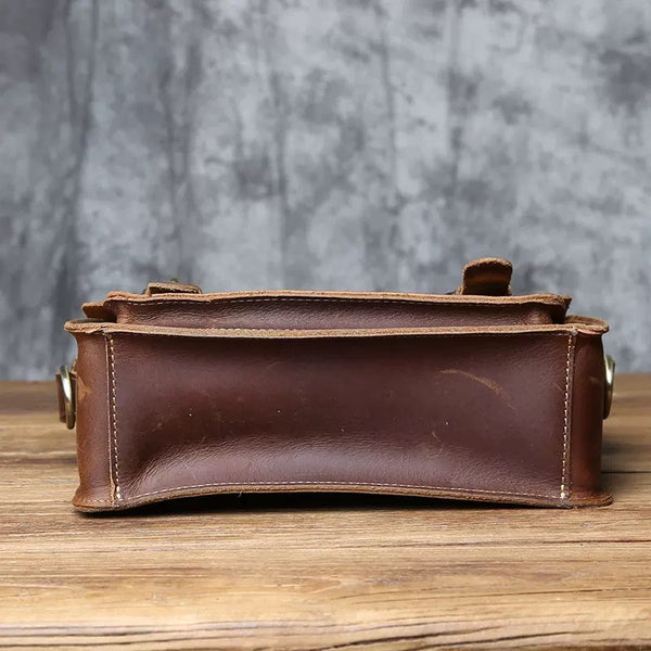Vintage Crazy‑Horse Leather Messenger Satchel Bag