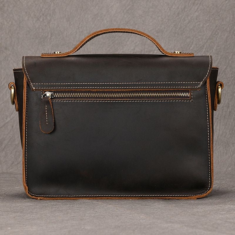 Vintage Crazy‑Horse Leather Messenger Satchel Bag