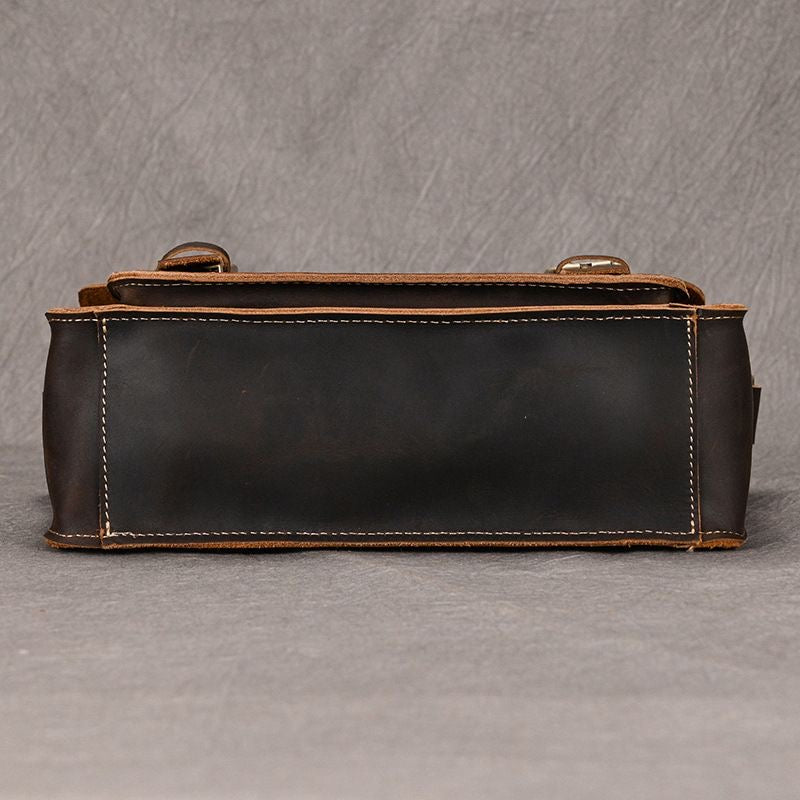Vintage Crazy‑Horse Leather Messenger Satchel Bag