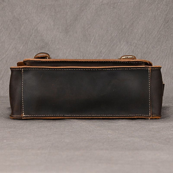 Vintage Crazy‑Horse Leather Messenger Satchel Bag