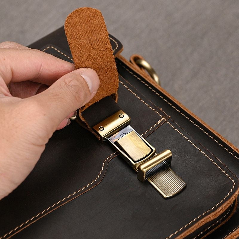 Vintage Crazy‑Horse Leather Messenger Satchel Bag