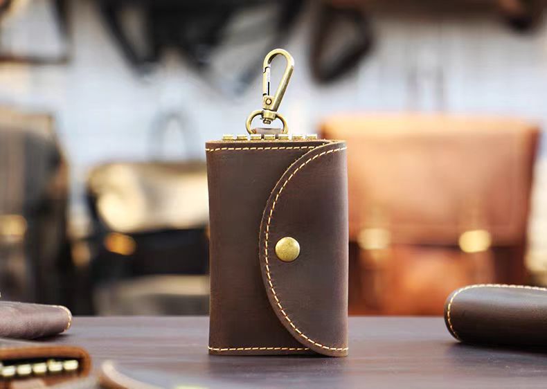 Crazy Horse Leather Multi-Functional Key Pouch