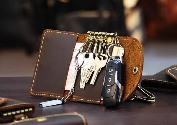 Crazy Horse Leather Multi-Functional Key Pouch