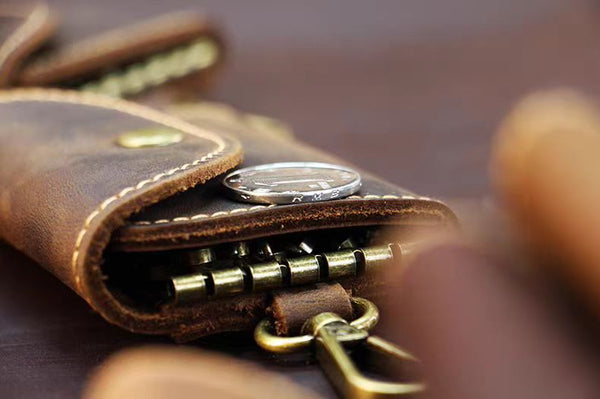 Crazy Horse Leather Multi-Functional Key Pouch