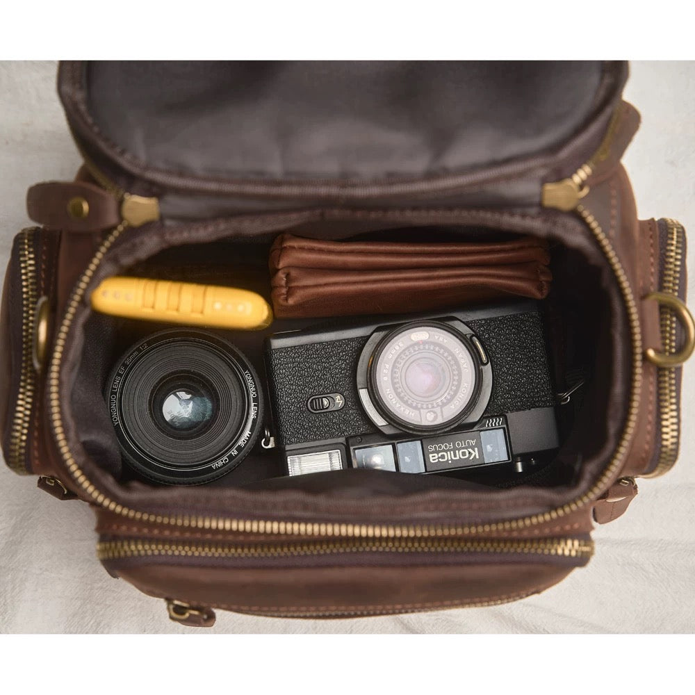 Crazy Horse Leather Camera Bag