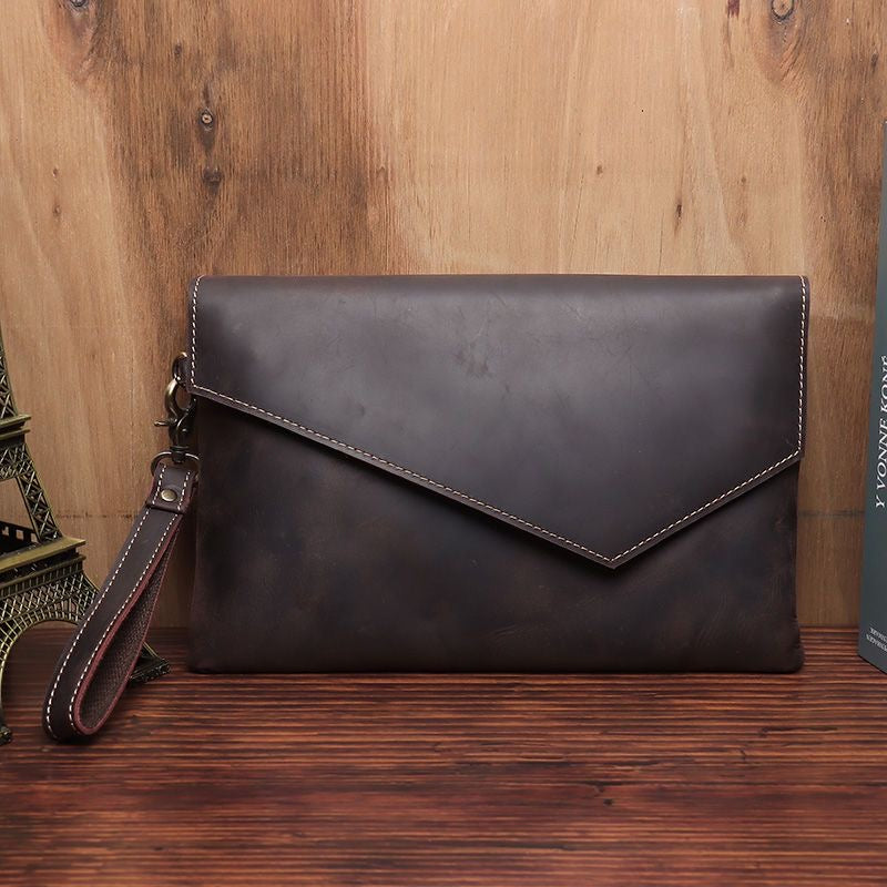 Men's Crazy Horse Leather Business Clutch Bag