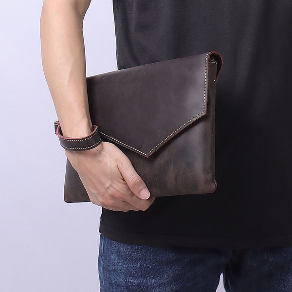Men's Crazy Horse Leather Business Clutch Bag