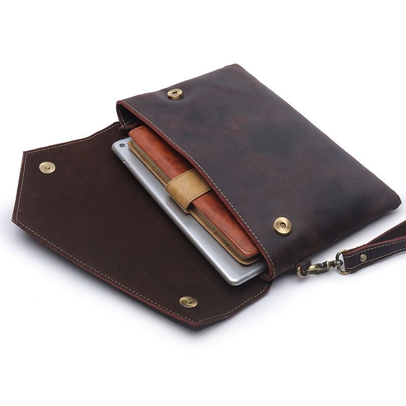 Men's Crazy Horse Leather Business Clutch Bag