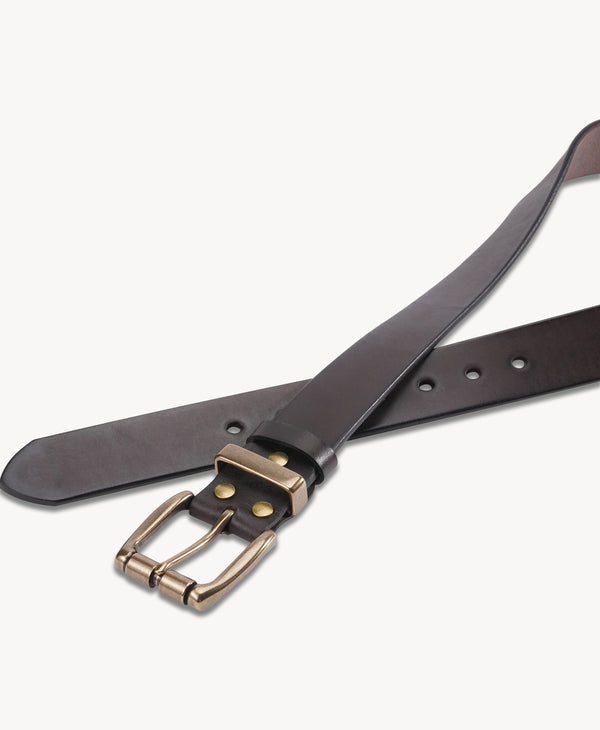 Cintura vintage in vera pelle | Fibbia in ottone massiccio
