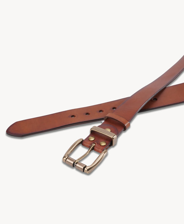 Cintura vintage in vera pelle | Fibbia in ottone massiccio