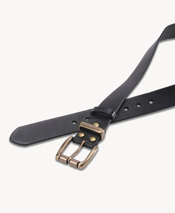 Cintura vintage in vera pelle | Fibbia in ottone massiccio