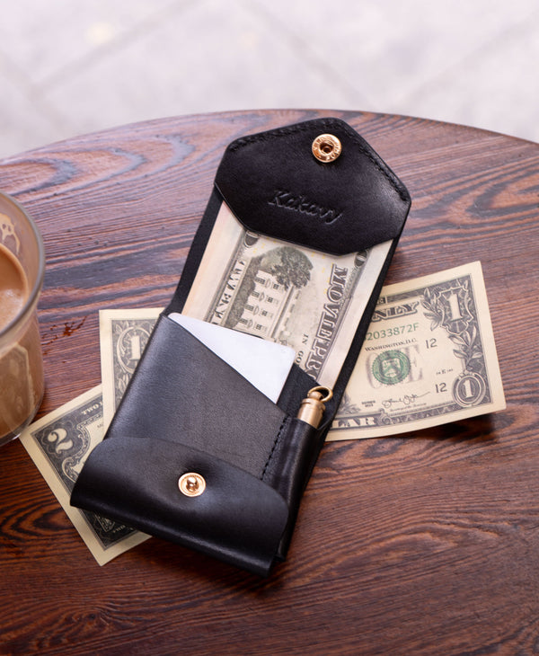 Slim Leather Wallet with Pen Slot – Handcrafted Full-Grain EDC Wallet