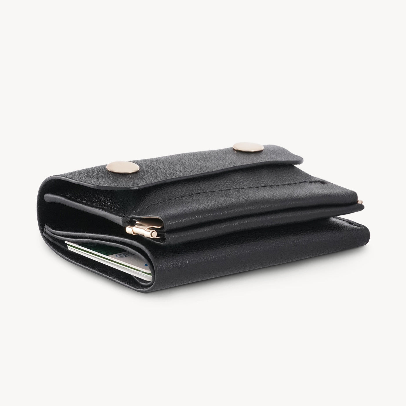 Vintage Genuine Leather Spring‑Open Short Wallet