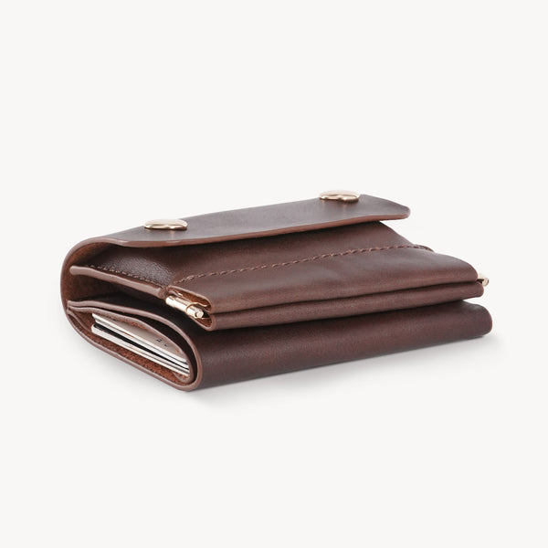 Vintage Genuine Leather Spring‑Open Short Wallet
