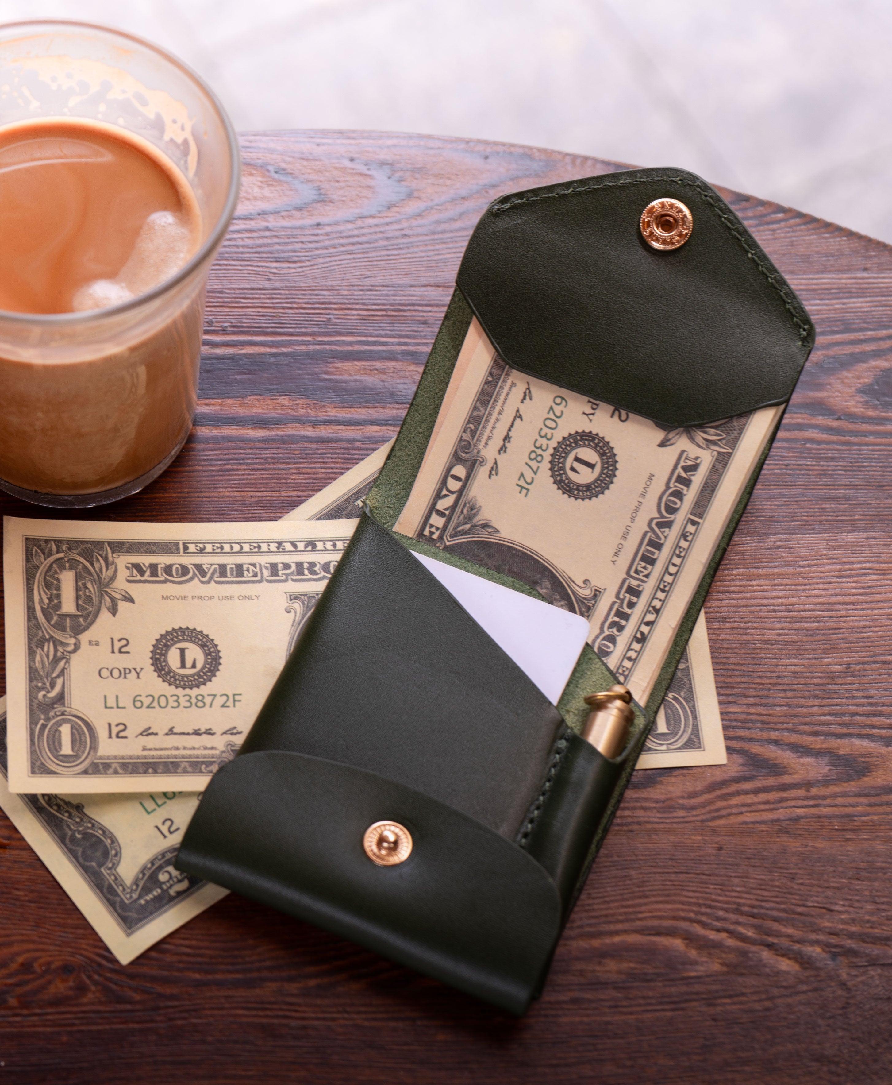 Kakavy Slim Leather Wallet with Pen Slot – Handcrafted Full-Grain EDC Wallet