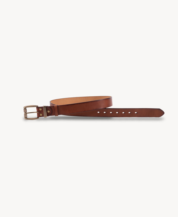 Cintura vintage in vera pelle | Fibbia in ottone massiccio