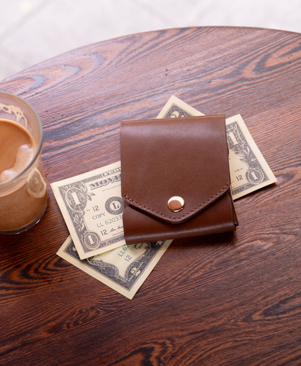 Slim Leather Wallet with Pen Slot – Handcrafted Full-Grain EDC Wallet