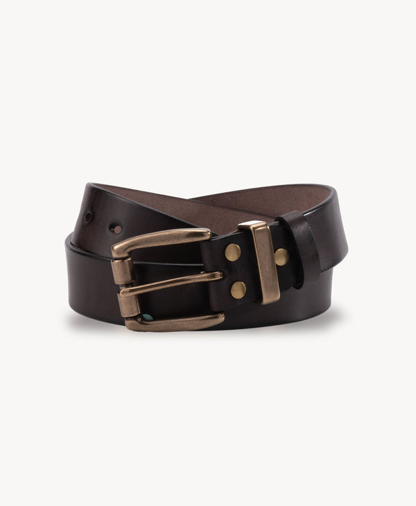Cintura vintage in vera pelle | Fibbia in ottone massiccio