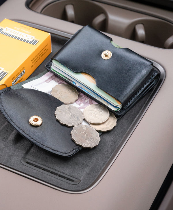 Handmade Full-Grain Saddle Leather Trifold Wallet - Black