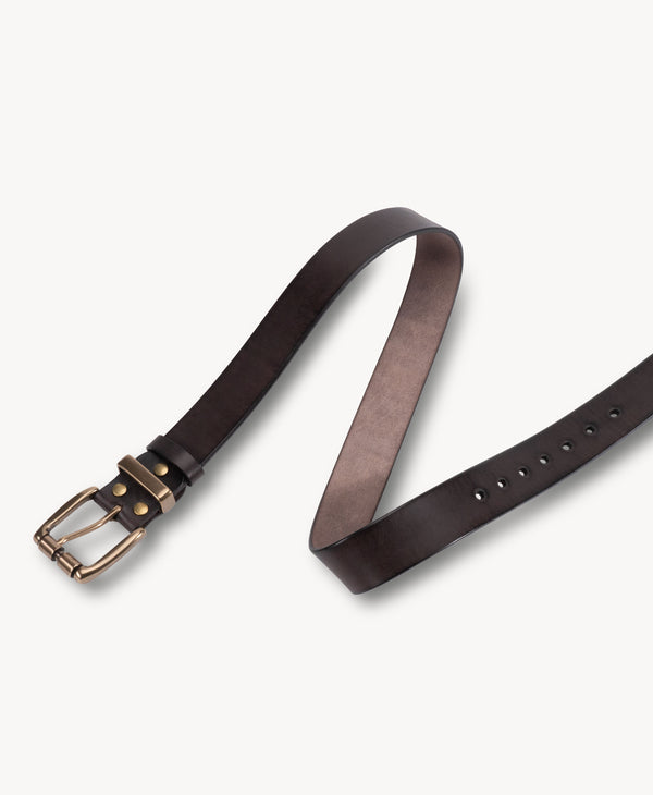 Cintura vintage in vera pelle | Fibbia in ottone massiccio