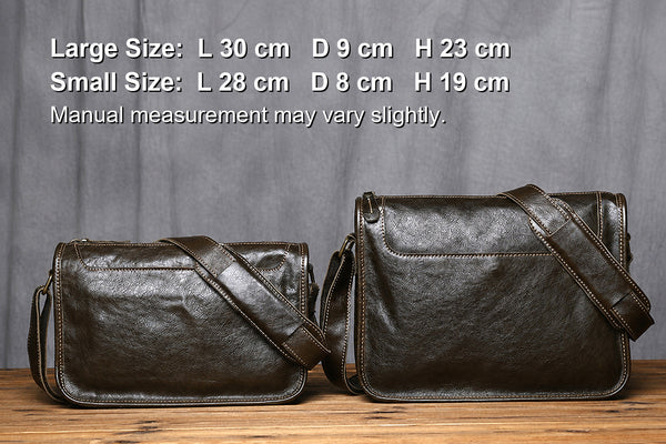 Vintage Top Grain Leather Men's Crossbody Messenger Bag
