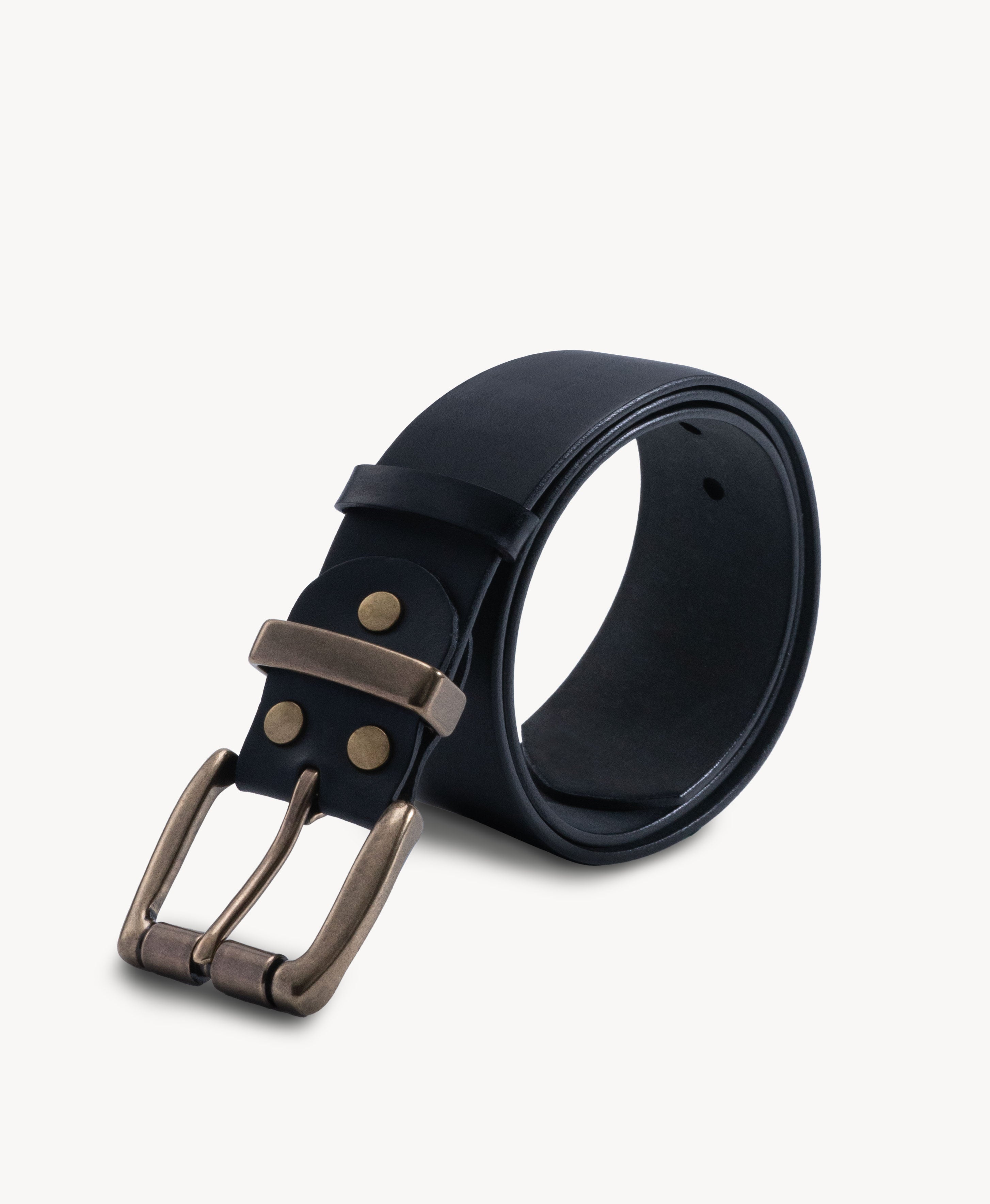 Cintura vintage in vera pelle | Fibbia in ottone massiccio