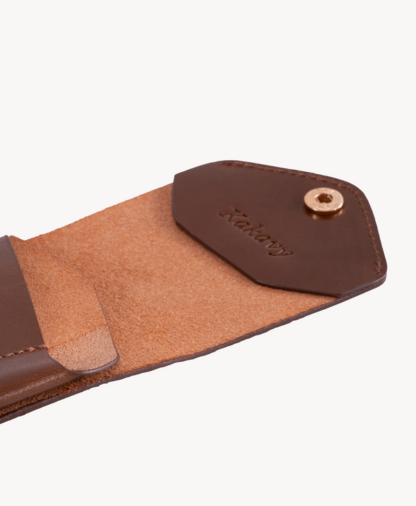 Slim Leather Wallet with Pen Slot – Handcrafted Full-Grain EDC Wallet