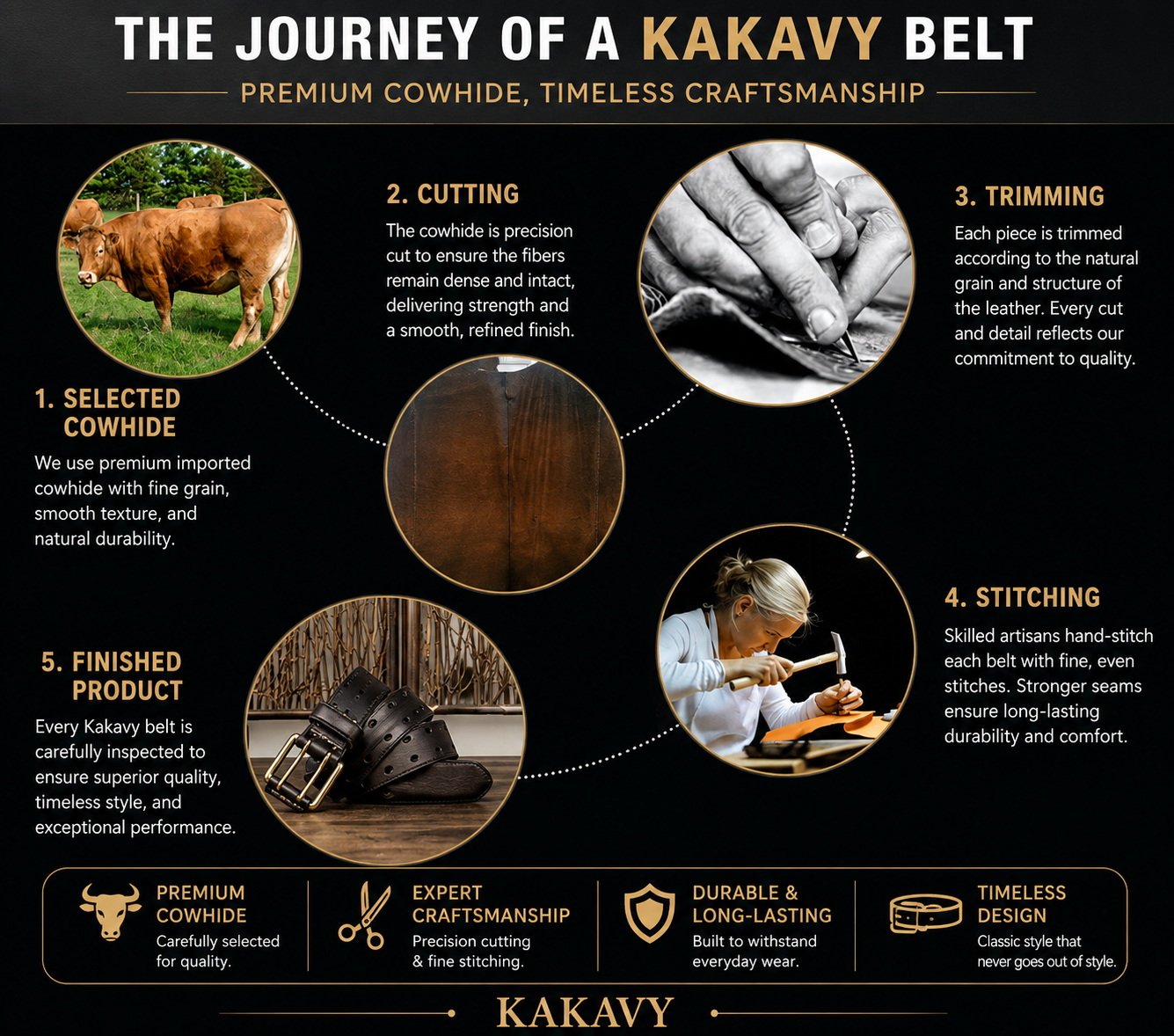 The journey of a Kakavy belt - premium cowhide, timeless craftsmanship