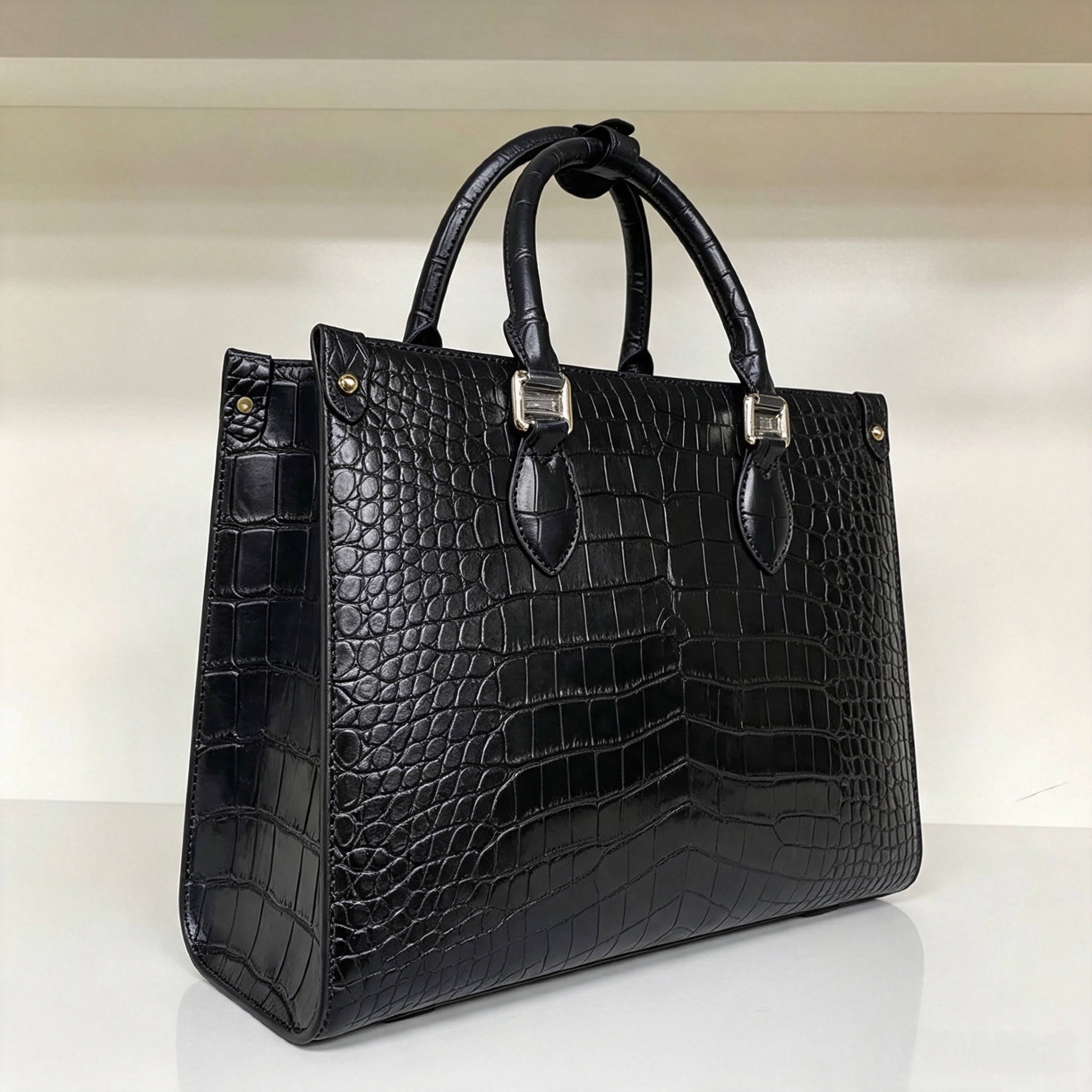 Luxury Croc-Embossed Tote Handbag