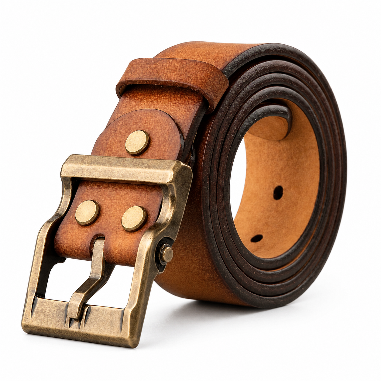 Premium Waxed Genuine Leather Belt | Heritage Brass Buckle>SY