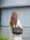 Genuine Leather Structured Satchel Bag