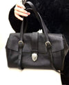 Genuine Leather Structured Satchel Bag