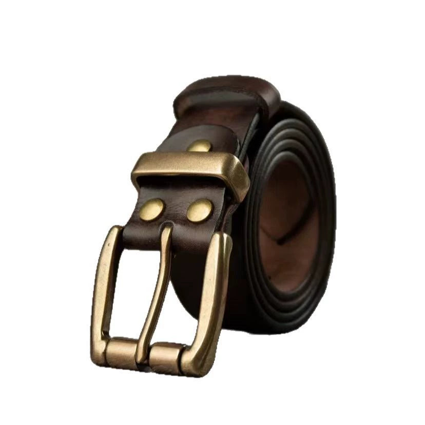 Premium Waxed Genuine Leather Belt | Heritage Brass Buckle