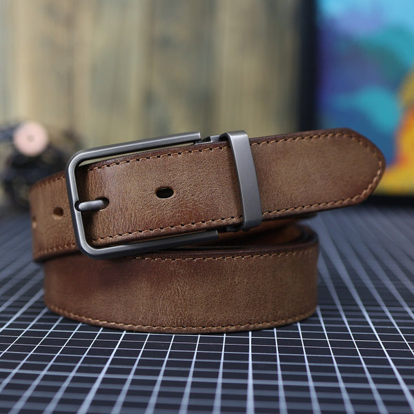 Vintage Full-Grain Leather Belt | Classic Pin Buckle