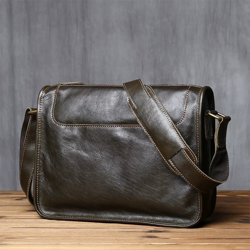 Vintage Top Grain Leather Men's Crossbody Messenger Bag