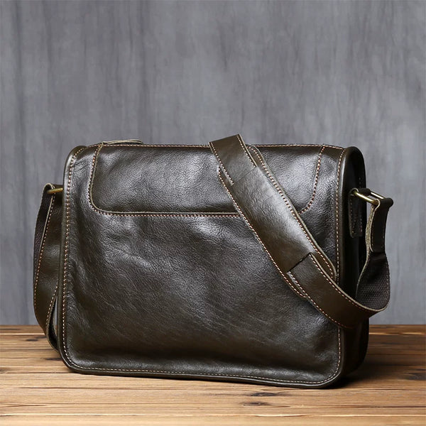 Vintage Top Grain Leather Men's Crossbody Messenger Bag