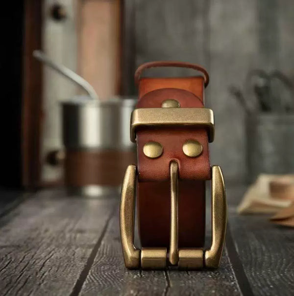 Premium Waxed Genuine Leather Belt | Heritage Brass Buckle