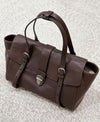 Genuine Leather Structured Satchel Bag