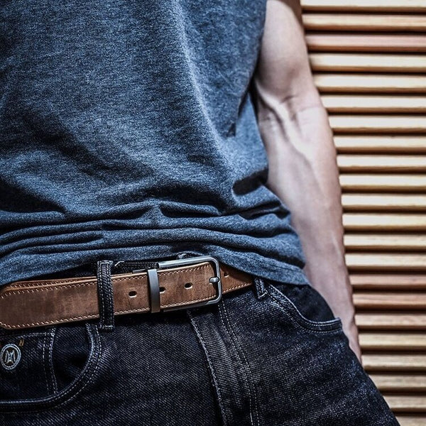 Vintage Full-Grain Leather Belt | Classic Pin Buckle