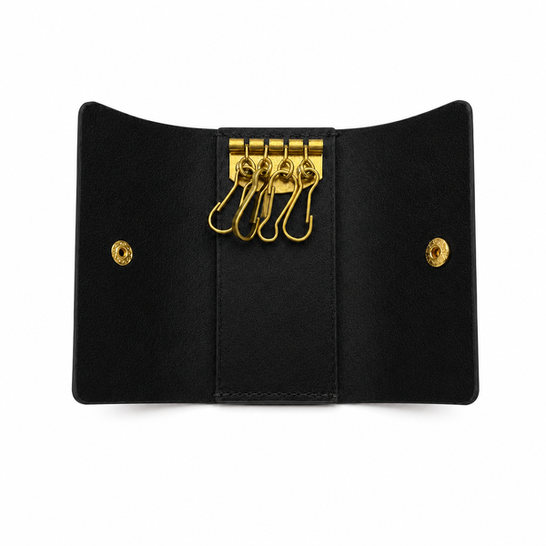 Handcrafted Vintage Leather Key Holder with Brass Hooks